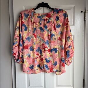 Sharagano Multicolor Floral Blouse